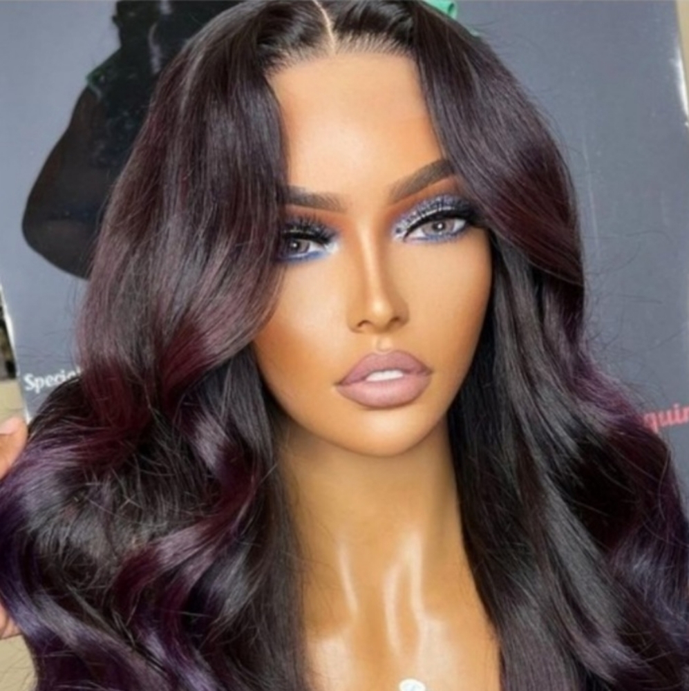 New Clip In Long 100% Human Hair Extensions 22" 20 Packs Purple